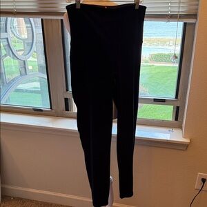 SPANX Dark Navy Blue Velvet Women's Leggings 1X